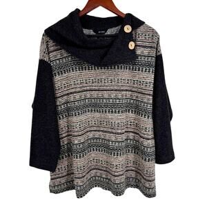 Ali Miles Sz XL Wearable Art Knit Sweater Christmas Blouse Shirt Top Artsy Black